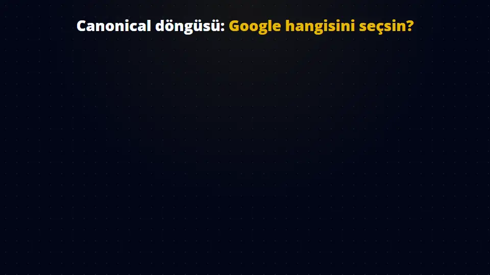 Canonical döngüsü: A sayfası canonical ile B'yi, B sayfası 307 ile A'yı gösterince Googlebot'un iki sayfa arasında kalması ve doğru kurulum